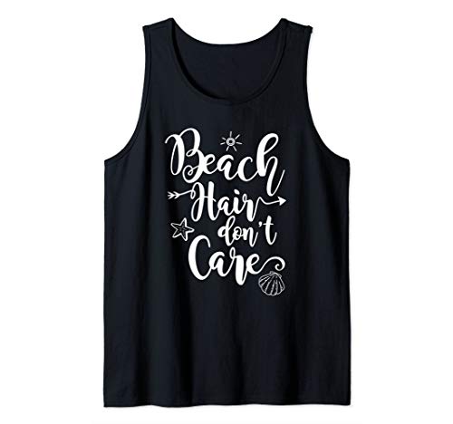 Beach Hair Don't Care Tank Top Funny Summer Vacation Sayings Tank Top