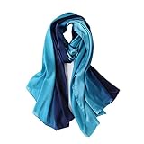 Bellonesc Silk Scarf 100% silk Long Lightweight Sunscreen Shawls for Women(blue lake blue)