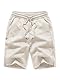 JMIERR Herren Textur Kurze Hosen mit 3 Taschen 2025 Sommer Casual Loose Shorts Elastische Taille Beige L