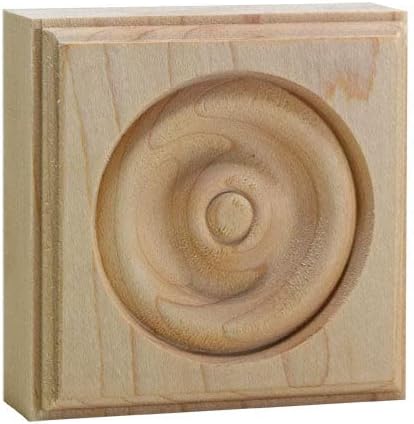 Miniatura 3 de Bloque de roseta de esquina de carcasa de madera dura 1" x 3" cuadrado EWAP30, roble rojo