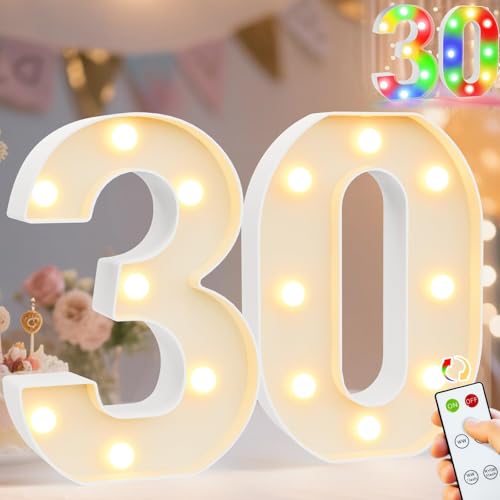 Pooqla 30th Birthday Decoration for Her Him, Decorative LED Light