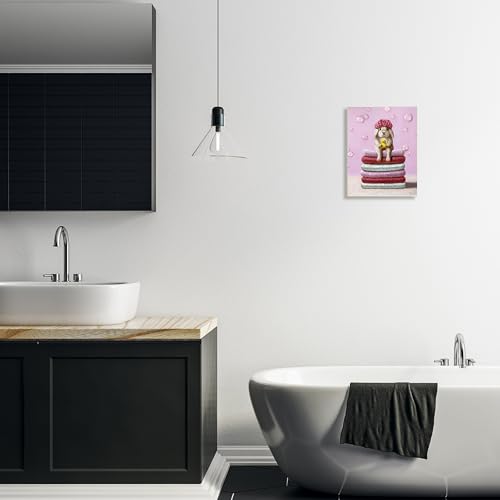 Image of Baby Rabbit Bath Towels Soap, 10 x 15 Inch Mounted Print on Wall Plaque