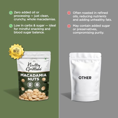 Image of Nutty Gritties Premium Raw Macadamia Nuts 100g | Rich in Healthy Fats & Antioxidants | Keto-Friendly Superfood | Crunchy & Creamy Texture | Resealable Pouch