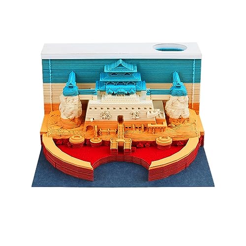 PINNKL 3D Memo Pad, 2024 Desk Calendar Memo Pad, Creative Desk Calendar DIY Notes Notepad, 3d notepad paper sculpture gift, 3D Art Calendar, Desk Calendar Magic Castle (Navy Headquarters)