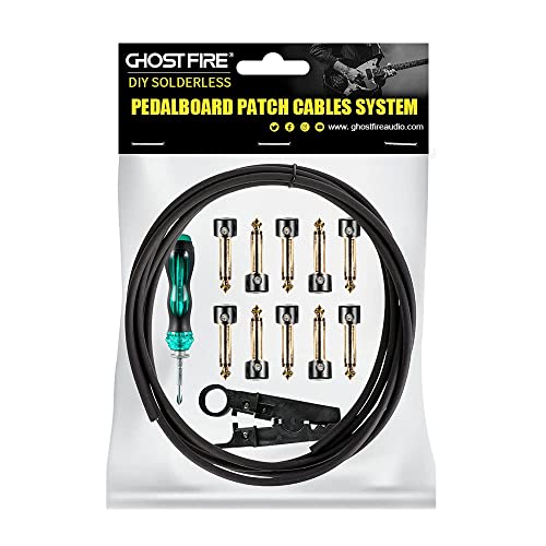 Kit de cabos para pedalboard sem solda Ghost Fire - Não é necessário descascar cabo, cabo de 2 m e 1