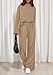 BTFBM Women's Two Piece Outfits 2025 Fall Trendy Sweatshirt Pants Tracksuit Jogger Sweatsuit Lounge Matching Sets(Khaki,Medium)