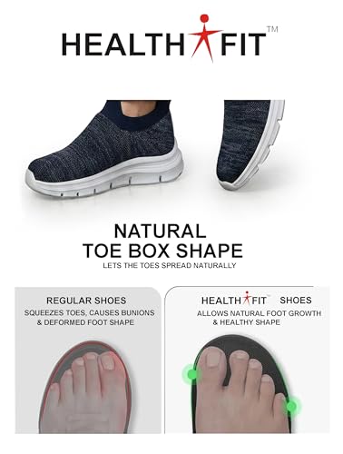 Image of HEALTH FIT Extra Soft Sports Shoes with Memory Foam Comfortable & Lightweight Breathable Without Lace for Walking Jogging Gym Shoes Cushion Casual Regular Wear Shoes for Men's Gent's HF727NEW