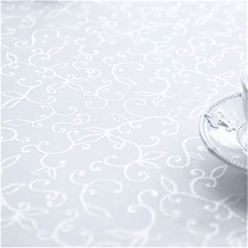 Stain Resistant Turkish White Tablecloth Polyester Table Linen, Rectangular, Square, Round, Washes Easily, Non Iron - Thanksgiving, Christmas, Dinner, Easter, Wedding (White, Rectangle 60"X104") #TOP3