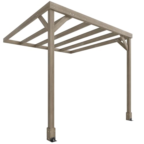 Outsunny 2.4 x 2.4m Lean-To Wooden Pergola Kit, Decorative G