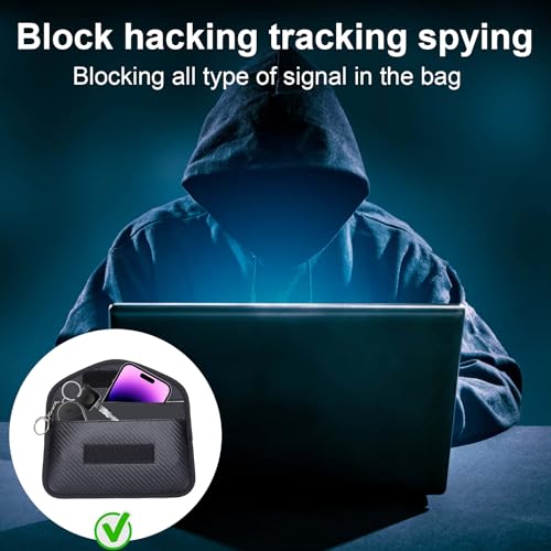 ONEVER Faraday Bags for Car Keys and Cell Phone, RFID Signal Blocking Key Pouch Cage, Anti Theft Car Protection Bag, Smart Phone WiFi,GSM,LTE,NFC,RFID,Keyless Entry Fob Signal Blocking Pouch - Thumbnail 3