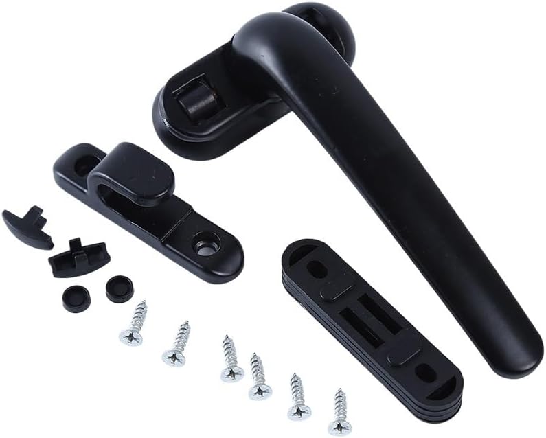 window handle， Universal Lock Casement Window Wheel Handle Black Hardware Furniture Supplies Door and(Black Right)