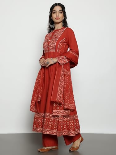 Image of Vbuyz Women'S Cotton Floral Print Straight Stitched Kurta Pant With Dupatta
