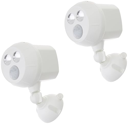 Beams Minifoco LED inalámbrico a batería con sensor de movimiento MB380 400 lúmenes, paquete de 2, Blanco