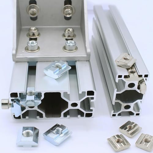 Nutensteine M5 mit Schraube, 50 Stück Edelstahl T Nutenstein Nut 6 Serie 2020 T Nut Muttern Typ B, Innensechskantschraube Steckverbindersatz T Nut Hammermutter für Aluminiumprofil-Extrusionsschlitz
