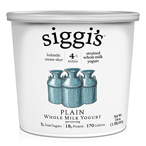 Siggi’s Icelandic Strained Whole Milk Yogurt, Plain, 24 Oz. – Thick, Protein-Rich Yogurt Snack #TOP20