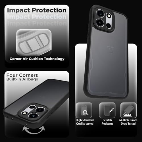 Image of RIGGEAR Shockproof Sleek Hybrid Armor Back Cover Case for OnePlus Nord 6 5G / Nord CE 6 5G (Smoke Black Matte PC + Black TPU Bumper)