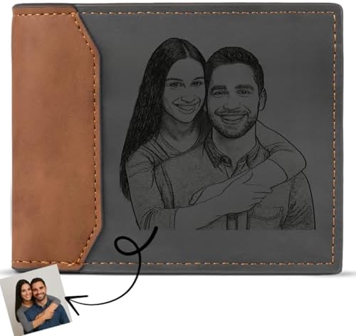 Customized Wallets for Men Engraved Leather Photo, Custom Wallet with Picture, Personalized Gifts for Him, Son, Dad Gifts Trifold Wallet, Fathers Day Gift - View 3