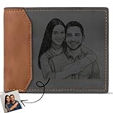 Customized Wallets for Men Engraved Leather Photo, Custom Wallet with Picture, Personalized Gifts for Him, Son, Dad Gifts Trifold Wallet, Fathers Day Gift