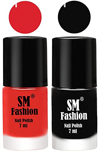 Image of Long Lasting Nail Polish | Nail Paint Combo 7 ml Each) - Set of 2 Candy Orange-Black