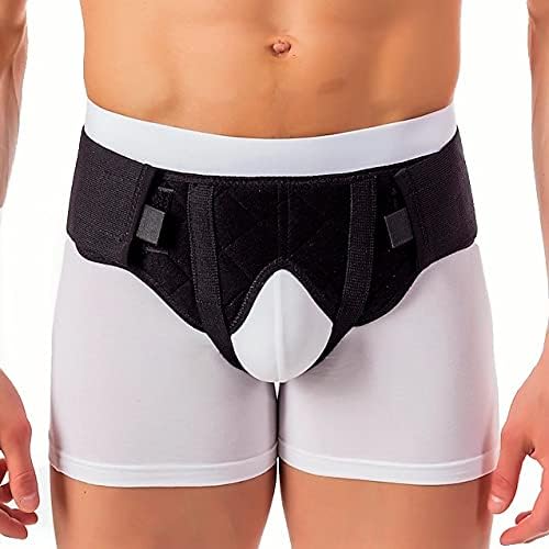 BeFit24® Inguinal Hernia Support Belt for Men - Medical Bilateral Groin Truss with Double Sided Removable Left and Right Silicone Pads [ Size 4 - Black ]