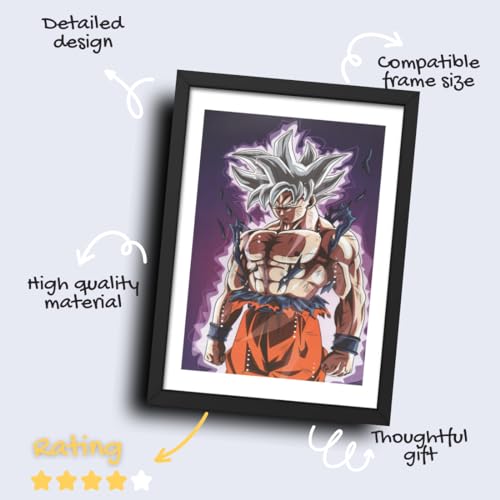 Image of CRAFT QUEST Dragon ball Z Anime Poster Laminated Posters Framed Painting For Anime Naruto Fans Wall Decor, Home Decor with Matte Black Frame (14 Inchs x 10 Inchs)