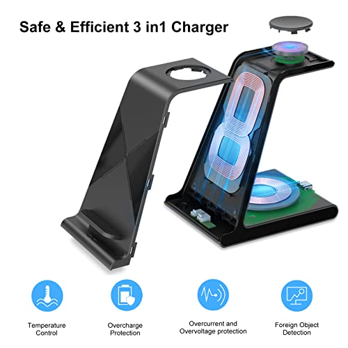 Image of Phelinta Wireless Charger for Samsung S25 Ultra, Charging Station for S25 /S24 Ultra /S24+ /S24 /S23 /S22 /Note 20 /Z Flip 6 /Fold 6, for Galaxy Watch Ultra /7 /6 /5, Galaxy Buds 2 Pro /Pro (No Adapter), Black