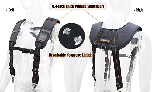 Image of WELKINLAND 39Pockets Tool belts for Men with Suspenders, Roof Tool Belt