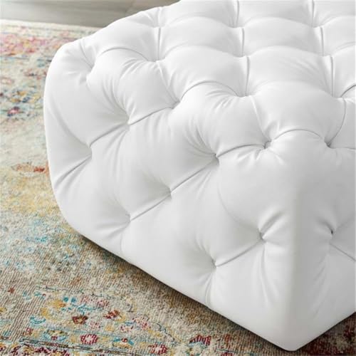 Modway EEI-3775-WHI Anthem Tufted Button Square Faux Leather Ottoman, White by Modway - Image 6