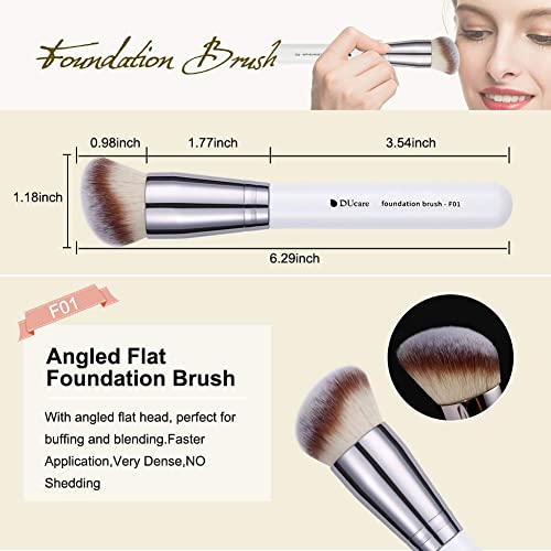 Ducare Flat Top Kabuki Foundation Brush + Kabuki Brushes 3Pcs Foundation Brush& Concealer Brush& Blusher Brush #TOP4