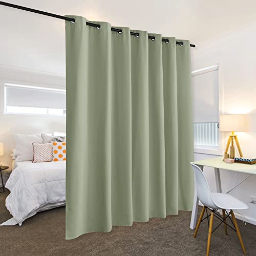 Image of RYB HOME Extra Wide Curtains for Divider Room Separation Soundproof Temporary Door Curtains for Bedroom Closet Office Theatre Garage Living Room Privacy Drop Cloth, W 120 x L 90 inches, Sage Green