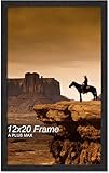 A PLUS MAX 12x20 Picture Frame, Black Engineered Wood Frame for 12 x 20 Inch Picture Poster Photo, Light Weight 12 by 20 Frame with Wood-grain for Wall - 1 Pack/Black/12 x20