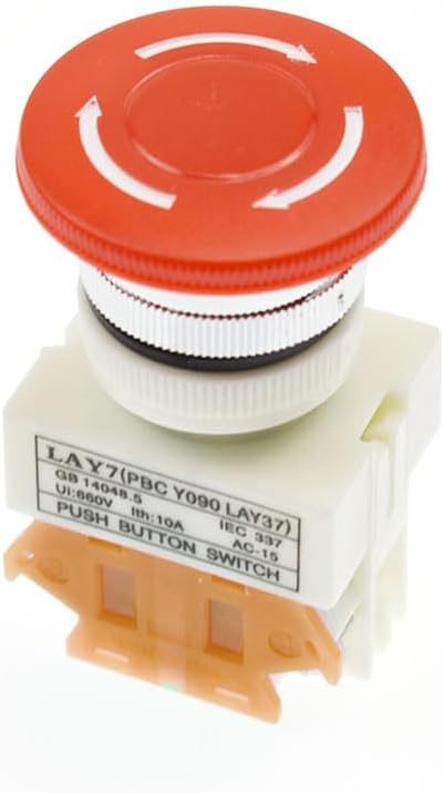 LAY37-01ZS Red Mushroom Cap DPST Emergency Stop Push Button Switch AC 660V 10A Switch Equipment Lift Elevator Latching Self Lock (NC)