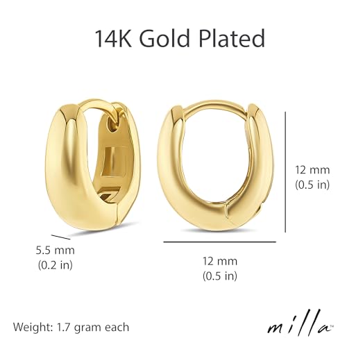 MILLA 14k Gold Huggie Earrings or Sterling Silver Huggie Earrings for Women Multipack & Individuals - Ear Huggers Earrings for Women Trendy Y2K Earrings, Preppy Earrings - Lightweight & Hypoallergenic3
