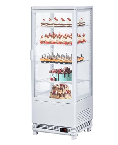 Image of Countertop Refrigerator 3.5 Cu.ft, Commercial Pastry Display Case with LED, Frost-Free Air Cooling, Lockable Glass Door Fridge for Bakery, Cafe, Restaurant