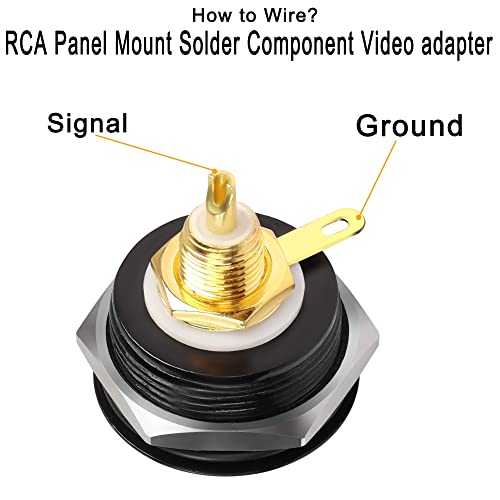 QIANRENON Gold Plated RCA Embedded Threaded Fixed Adapter RCA Female to Solder Terminal Panel Mount Connector RCA Component video solder socket - Image 3