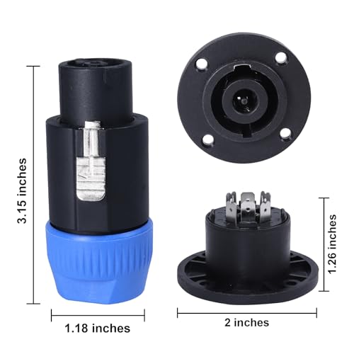 Kit conector Speakon 8 polos, 2 sets compatible NL8FC miniatura 2