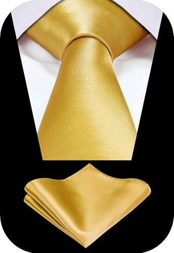 Image of TIE G Solid Satin Woven dyed Color Formal Black Necktie and Pocket Square Sets in Gift Box
