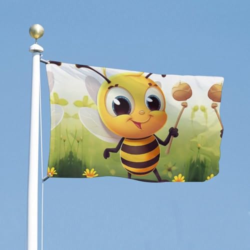 Bannière décorative abeille double face grand drapeau de bienvenue cour - 3