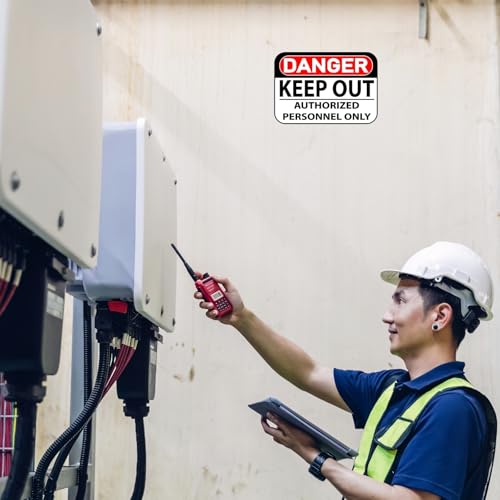 Image of CVANU Danger Keep Out Authorized Personnel Only Warning Safety Self-Adhesive Waterproof PVC Vinyl Sign Sticker Size (11.7inchX8.3inch) Pack of 15