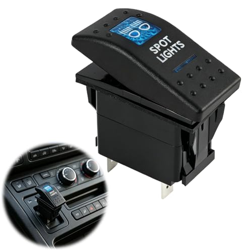 12V avec LED Bleue Interrupteur à Bascule, Commutateur Électrique à 5 Broches pour Voitures, Camions et Trains,Fonction ON/OFF,Bornes en Laiton Plaqué...