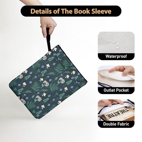Hydrangea Pattern Book Lovers Gifts Book Sleeve for Women Daughter Sisters Grandma Mom Wife Readers Librarian with Zipper & Front Pocket Waterproof BookCover Case Book Club Gifts Book Accessories by Palasarkaaa - Image 3