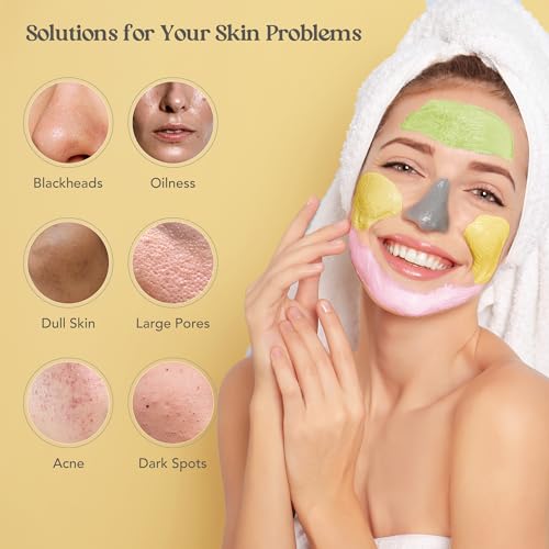 Neatique-Face-Masks-Skincare-Set-480g-120gx4-High-Capacity-Facial-Mask-Clay-Mask-Set-with-Turmeric-wVitamin-C-Green-Tea-Rose-and-Dead-Sea-Mud-Deap-Cleansing-Hydration-and-Pore-Refinement