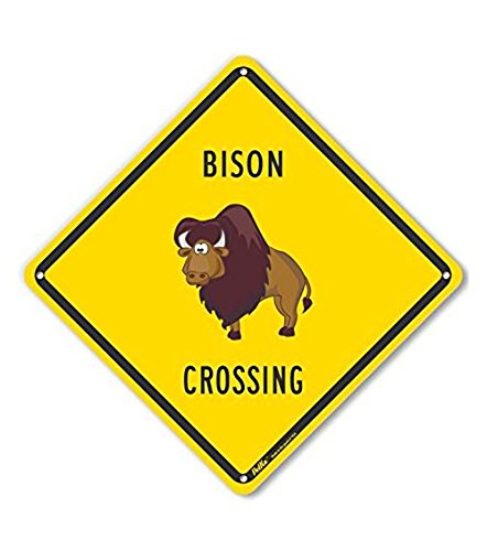 Panneau en plastique Bison Crossing 25,4 x 25,4 cm plaque de signalisation rigide