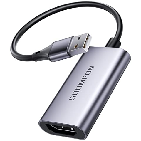 Video Capture Card - SOOMFON 4K Hdmi Capture Card 4K30fps Input, 1080P30fps for Streaming, Video Conferencing, Gaming, on OBS and More(USB A) Cover