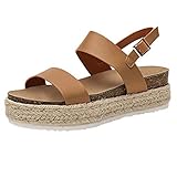 AIni Sandalias Retro Romanas Mujer CuñA Piel Plataformas Al