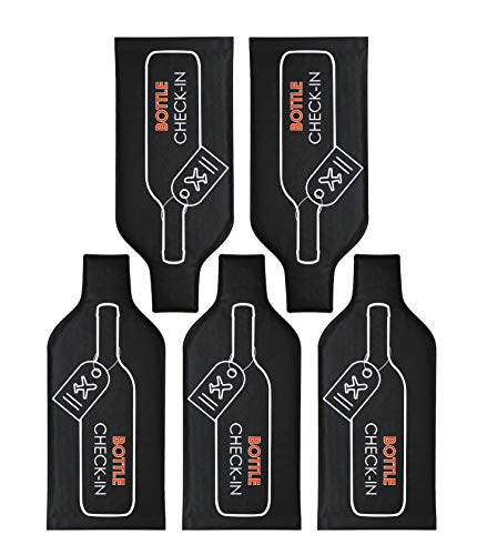 Image of 5-Pack Bottle Check-In Travel Bottle Protector. Reusable Bags Perfect for Packing Wine Liquor or Spirit Bottles in Checked Baggage /Luggage. Double Sleeve Two Ply Design for Superior Protection