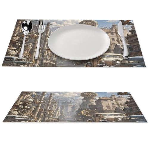 Set de table pour terrasse et restaurant imprimé Steampunk City - 2