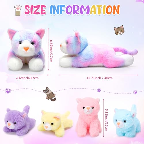 Image of Skylety 5 Pieces Cat Stuffed Animal with Babies Inside Belly Plush Cat Pregnant Mommy Kitty with 4 Cute Fluffy Stuffed Kittens Christmas Birthday Surprise Gifts(Colorful)
