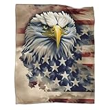 Kuschelige Mikrofaser Sofadecke 50x60inch(127x152cm), Premium 3D-Druck Adler-Burd-USA-Flagge Tagesdecke, Ganzjahres Warme Kuscheldecke Für Männer Frauen