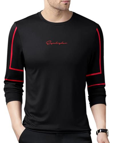 Image of Noble Monk Men Full Sleeve Round Neck T-Shirt | Printed Sleeves |Regular fit Tshirt for Men